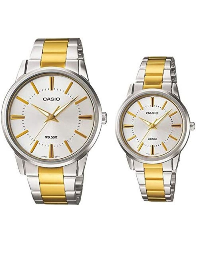 Casio Stainless Steel Two Tone Colour His and Her Watch MTP/LTP-1303SG-7AVDF - Image 1