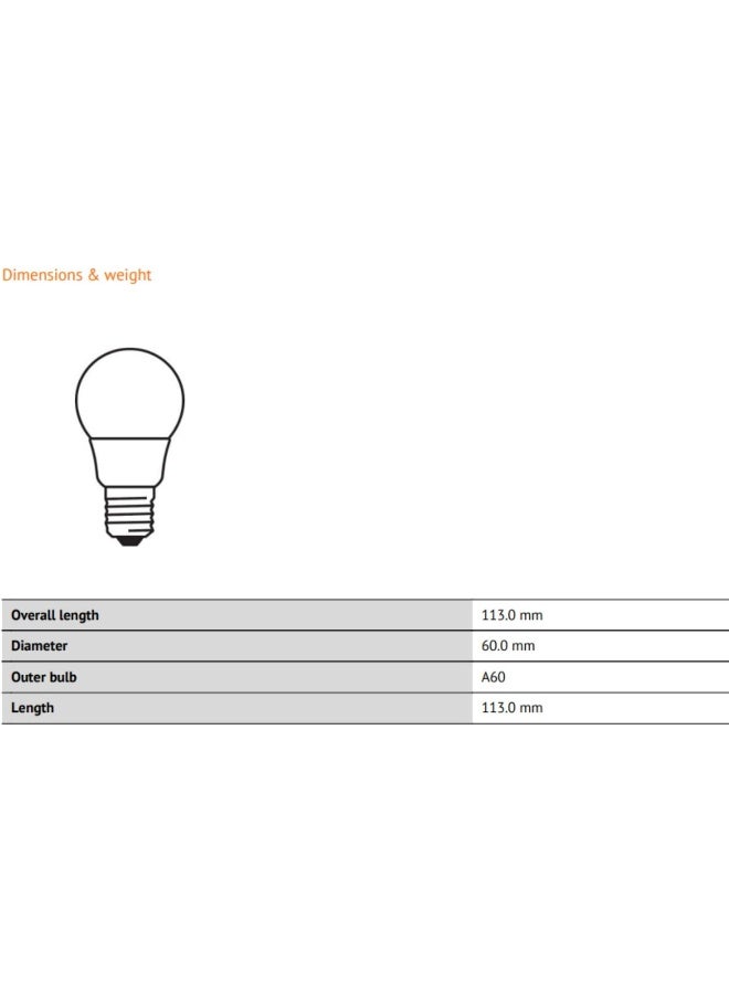 OSRAM Led Value Classic A60 E27 8.5W Warm White - Image 5