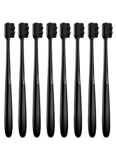 Patelai 8 Pieces Soft Toothbrush Micro Nano Extra Soft Bristles Manual Soft Toothbrush With 20, 000 Bristles For Teeth Oral Gum Adults(Black With Black Bristle)  - Image 1