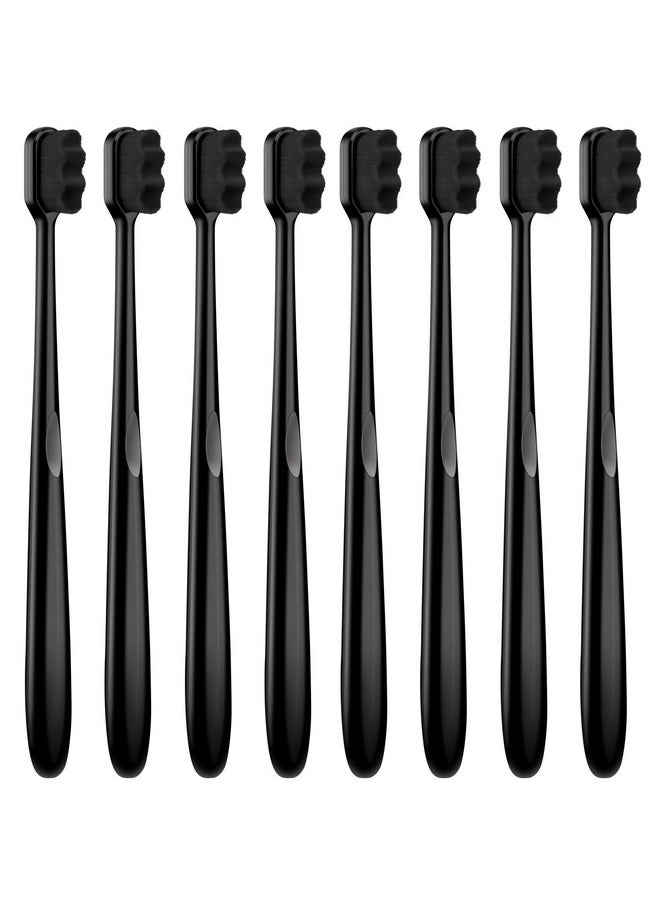 Patelai - 8 Pieces Soft Toothbrush Micro Nano Extra Soft Bristles Manual Soft Toothbrush With 20, 000 Bristles For Teeth Oral Gum Adults(Black With Black Bristle) - Image 1