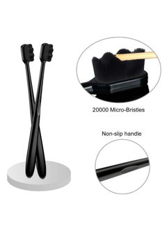 Patelai 8 Pieces Soft Toothbrush Micro Nano Extra Soft Bristles Manual Soft Toothbrush With 20, 000 Bristles For Teeth Oral Gum Adults(Black With Black Bristle)  - Image 5