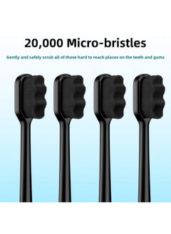 Patelai 8 Pieces Soft Toothbrush Micro Nano Extra Soft Bristles Manual Soft Toothbrush With 20, 000 Bristles For Teeth Oral Gum Adults(Black With Black Bristle)  - Image 3