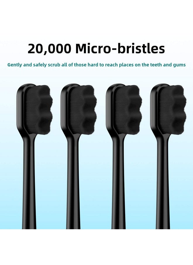 Patelai - 8 Pieces Soft Toothbrush Micro Nano Extra Soft Bristles Manual Soft Toothbrush With 20, 000 Bristles For Teeth Oral Gum Adults(Black With Black Bristle) - Image 1