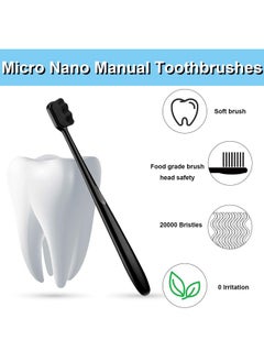 Patelai 8 Pieces Soft Toothbrush Micro Nano Extra Soft Bristles Manual Soft Toothbrush With 20, 000 Bristles For Teeth Oral Gum Adults(Black With Black Bristle)  - Image 4