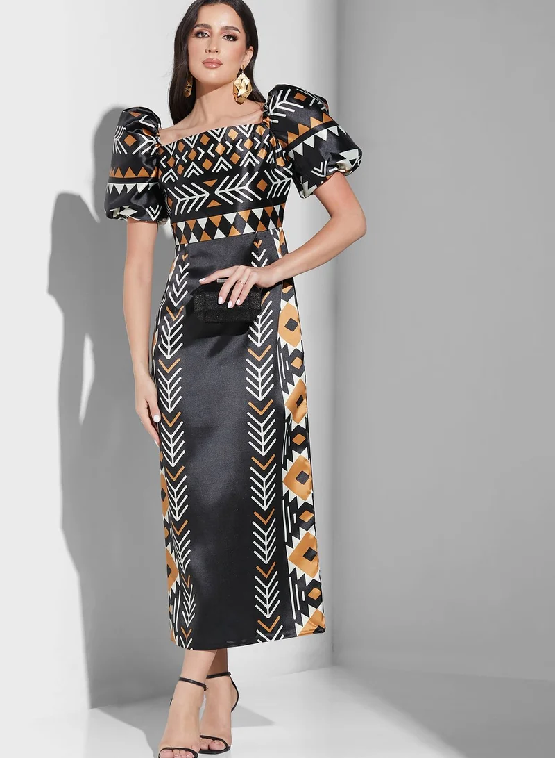 Threadz by Ajooni Balloon Sleeve Printed Dress