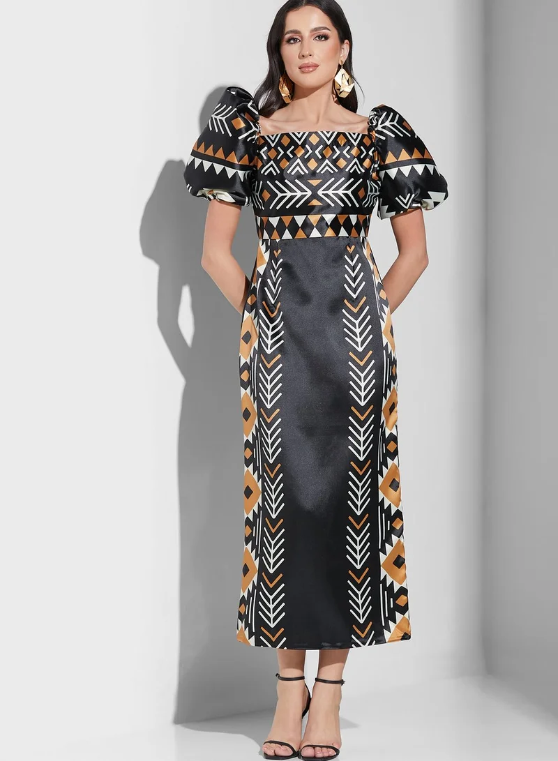 Threadz by Ajooni Balloon Sleeve Printed Dress