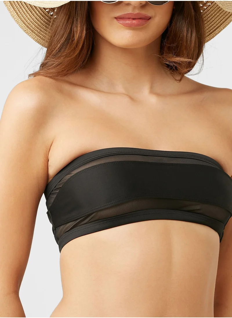 NASTY GAL Bandeau Mesh Insert Bikini Set