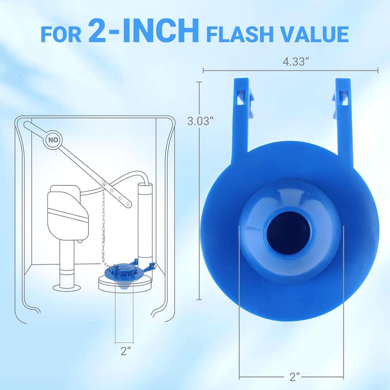 WINONLY Universal Toilet Flapper Replacement 2 Inch - Compatible with Most American Standard Kohler Fluidmaster Toto Gerber Toilets Tank Water Saving Rubber Flush Valve Flapper with Stainless Chain Blue 1Pack - Image 2