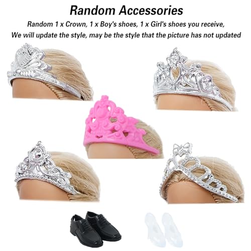 BJDBUS Wedding Set White Dress Bridal Veil and Groom Formal Suit Outfit for Boys Girl 11.5 in. Doll Clothes - Image 2