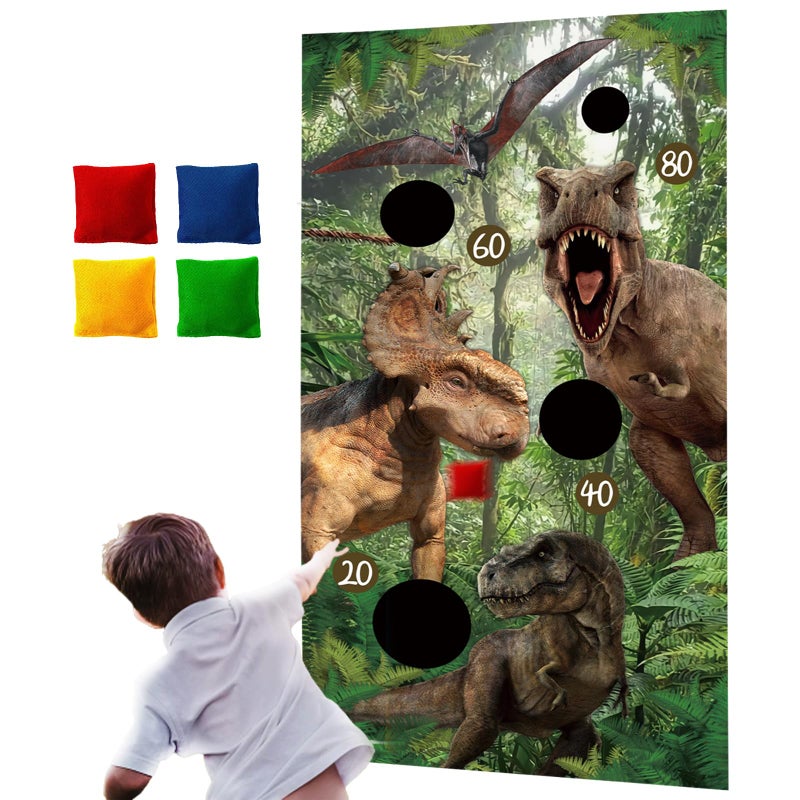Jamonxi Dinorsaur Bean Bag Toss Game for Kid Toddlers 13 with 4 Color Bean Bags Sports Outdoor Play Toys YardBackyardLawn Games for Kids Ages 68 Birthday Family Party Supplies Decoration Jamonxi - Image 2