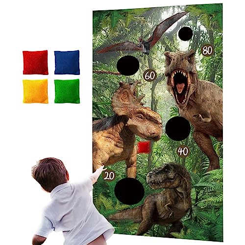 Jamonxi Dinorsaur Bean Bag Toss Game for Kid Toddlers 13 with 4 Color Bean Bags Sports Outdoor Play Toys YardBackyardLawn Games for Kids Ages 68 Birthday Family Party Supplies Decoration Jamonxi - Image 1