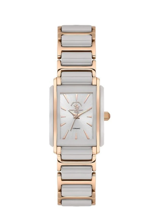 SANTA BARBARA POLO & RACQUET CLUB Santa Barbara Polo & Racquet Club - Noble Women's Watch | Steel and Ceramic Band with Steel Case | Analog | Square Dial | Ceramic | Japanese Quartz | Water Resistance 30 Meters