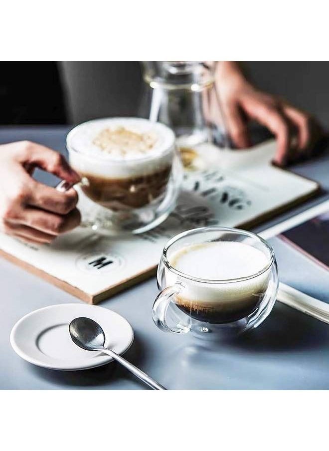 Generic - lass Coffee Cups Double Walled Espresso Coffee Glass Mugs with Handle (Set of 4 ) - Image 1
