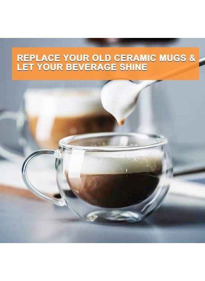 Generic - lass Coffee Cups Double Walled Espresso Coffee Glass Mugs with Handle (Set of 4 ) - Image 1