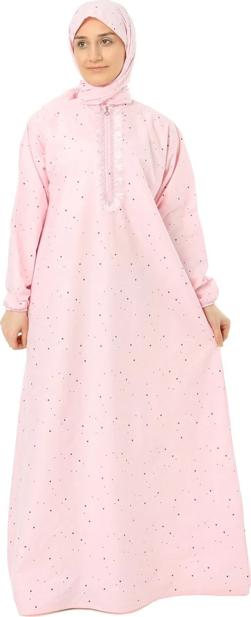 Elanesa  Women's Child Practical Prayer Dress Zippered Sleeve Elastic Star Printed