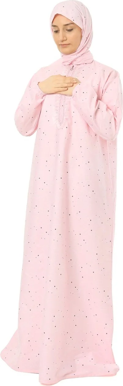 Elanesa  Women's Child Practical Prayer Dress Zippered Sleeve Elastic Star Printed