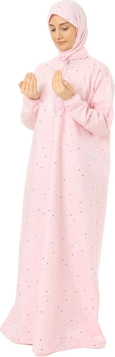 Elanesa  Women's Child Practical Prayer Dress Zippered Sleeve Elastic Star Printed