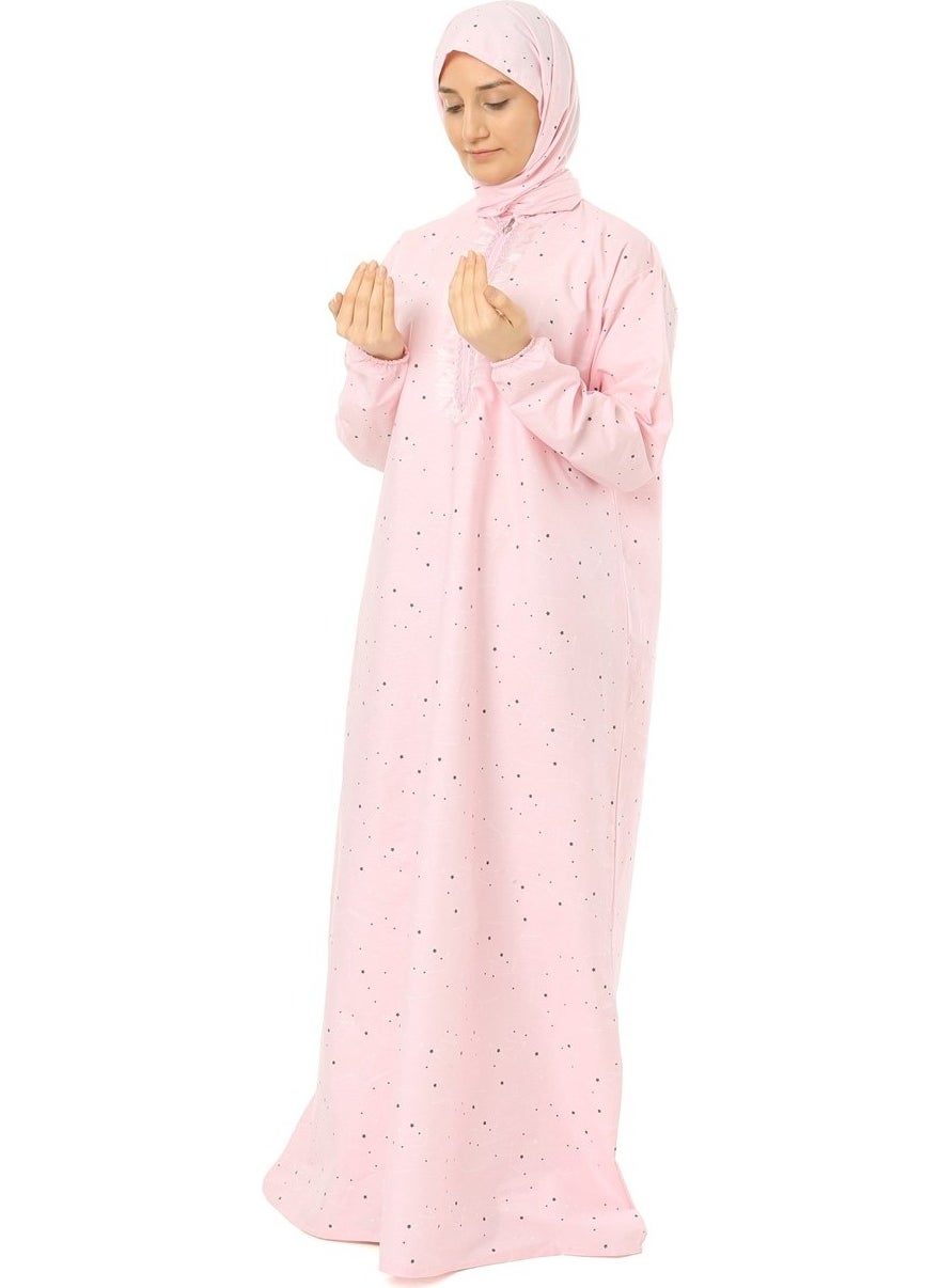Elanesa  - فستان صلاة عملي للأطفال من Elanesa للنساء بأكمام بسحاب وطباعة نجوم مرنة - Image 1