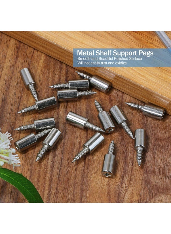 دبابيس أرفف مثبتة، أوتاد أرفف مطلية بالنيكل، حاملات أرفف الخزانة، أوتاد دعم الأرفف، حوامل أرفف صغيرة، أوتاد رأس فيليبس للأرفف والخزائن وخزانة الكتب والخزانة.- بغطاء شفاف - Image 1