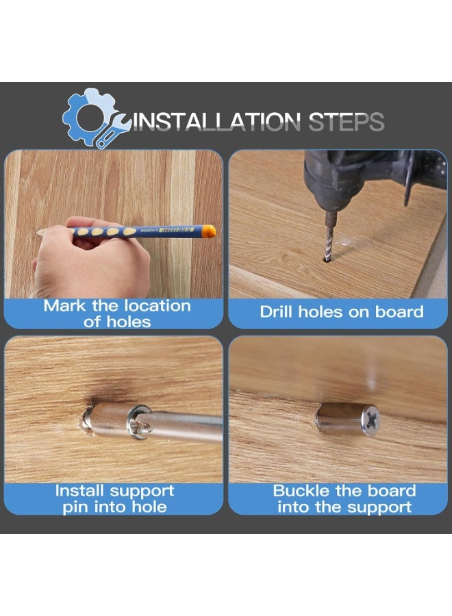 دبابيس أرفف مثبتة، أوتاد أرفف مطلية بالنيكل، حاملات أرفف الخزانة، أوتاد دعم الأرفف، حوامل أرفف صغيرة، أوتاد رأس فيليبس للأرفف والخزائن وخزانة الكتب والخزانة.- بغطاء شفاف - Image 5