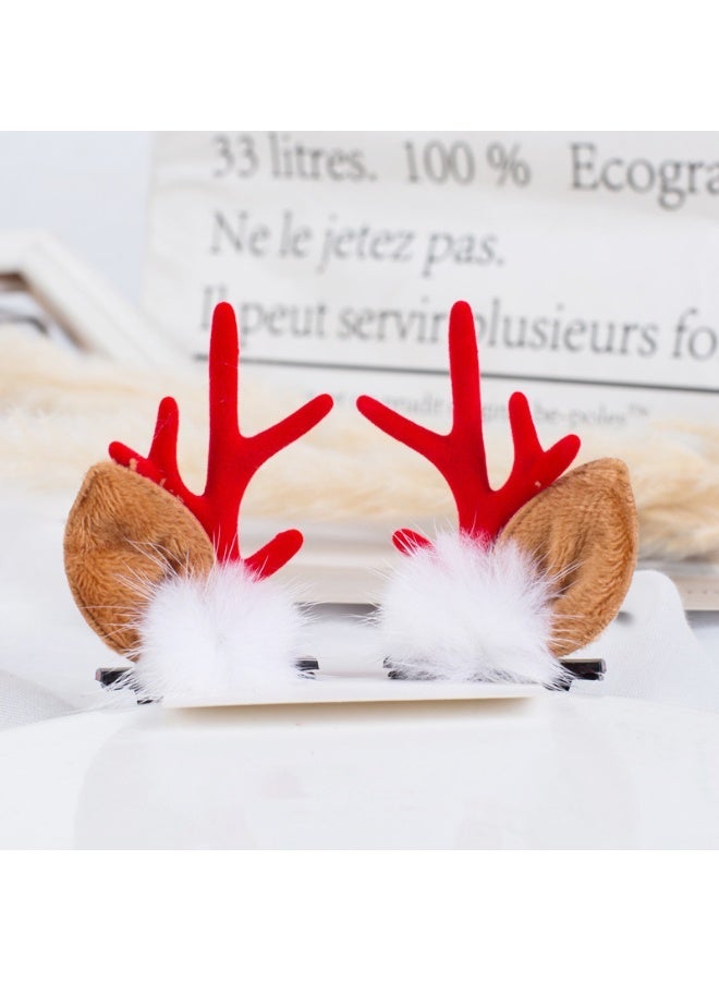 Woofixer Christmas Antler Hair Clips 3 Pairs, Christmas Reindeer Hair Clip Red Deer, Antler Clips Hairpins, Party Hair Clips Piece Accessories for Women and Girls - Image 2