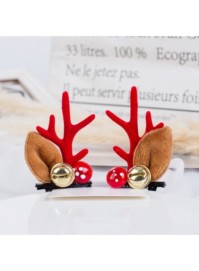 Woofixer Christmas Antler Hair Clips 3 Pairs, Christmas Reindeer Hair Clip Red Deer, Antler Clips Hairpins, Party Hair Clips Piece Accessories for Women and Girls - Image 3