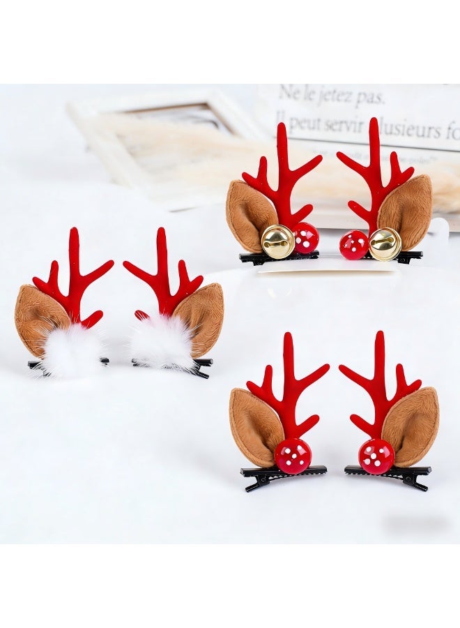 Woofixer Christmas Antler Hair Clips 3 Pairs, Christmas Reindeer Hair Clip Red Deer, Antler Clips Hairpins, Party Hair Clips Piece Accessories for Women and Girls - Image 1