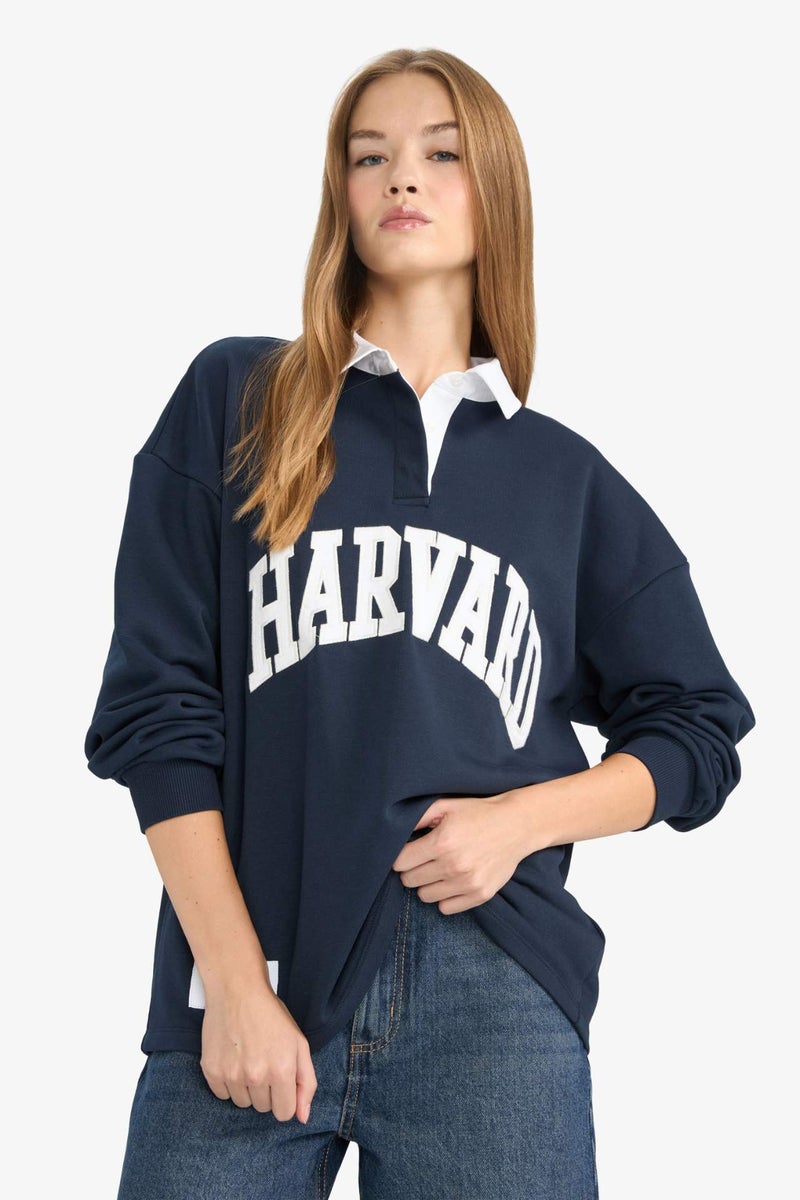DeFacto Oversize Fit Harvard University Licensed Long Sleeve Sweatshirt - Image 4