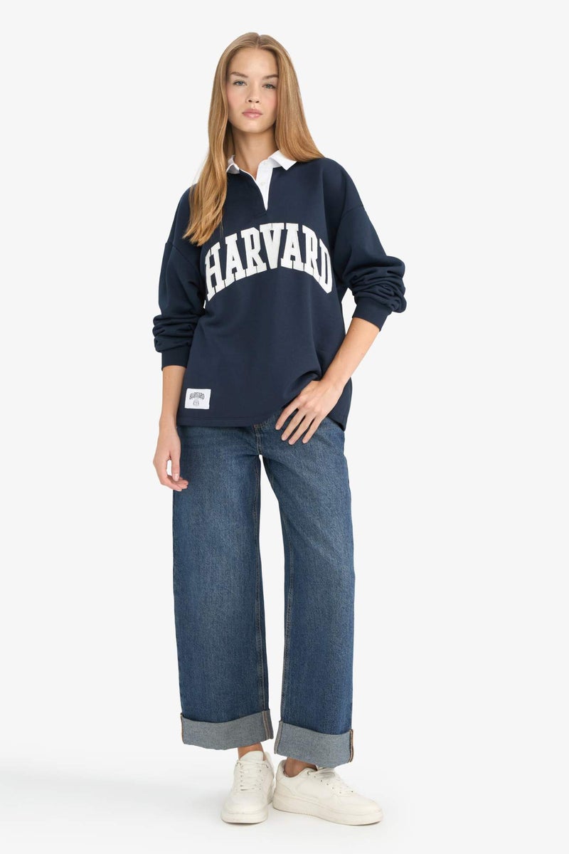 DeFacto Oversize Fit Harvard University Licensed Long Sleeve Sweatshirt - Image 2