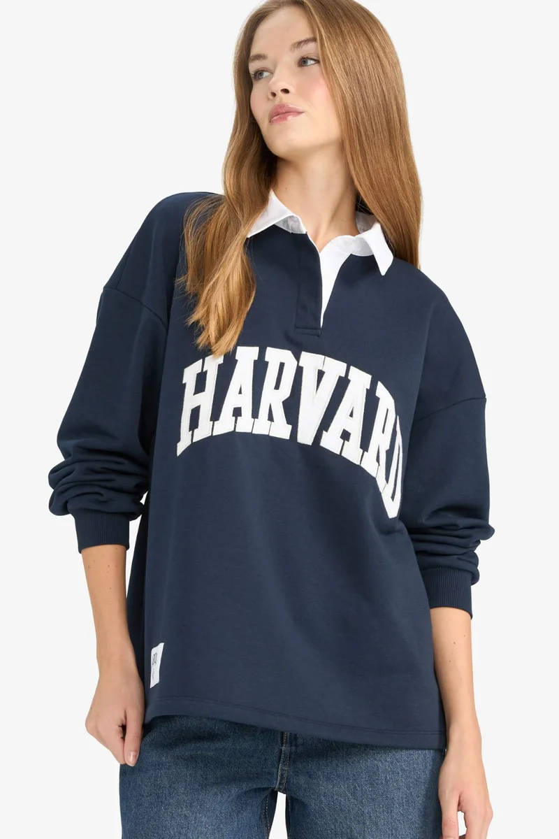 DeFacto Oversize Fit Harvard University Licensed Long Sleeve Sweatshirt
