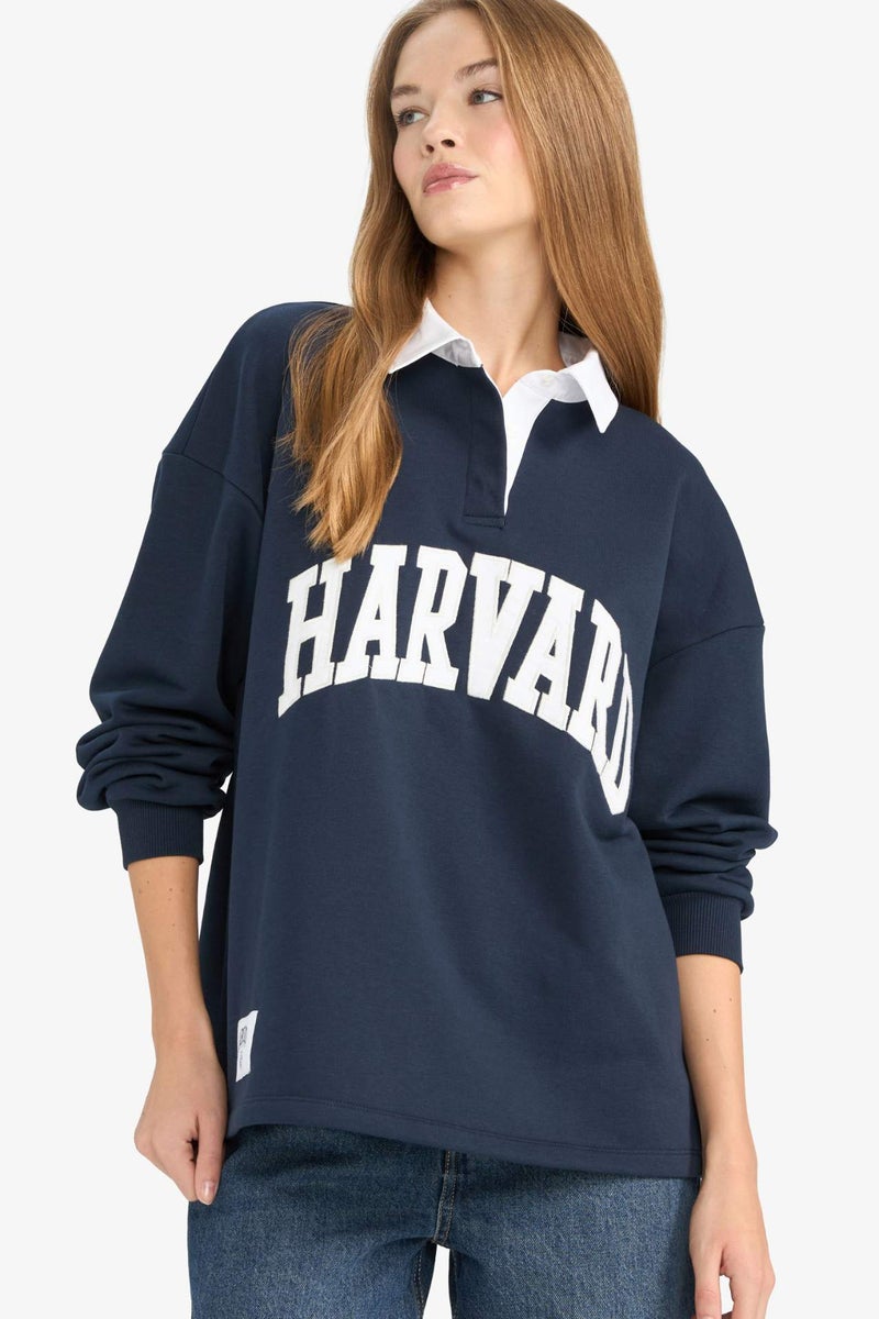 DeFacto Oversize Fit Harvard University Licensed Long Sleeve Sweatshirt - Image 1
