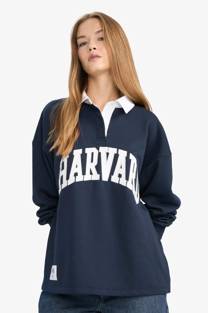 DeFacto Oversize Fit Harvard University Licensed Long Sleeve Sweatshirt - Image 3