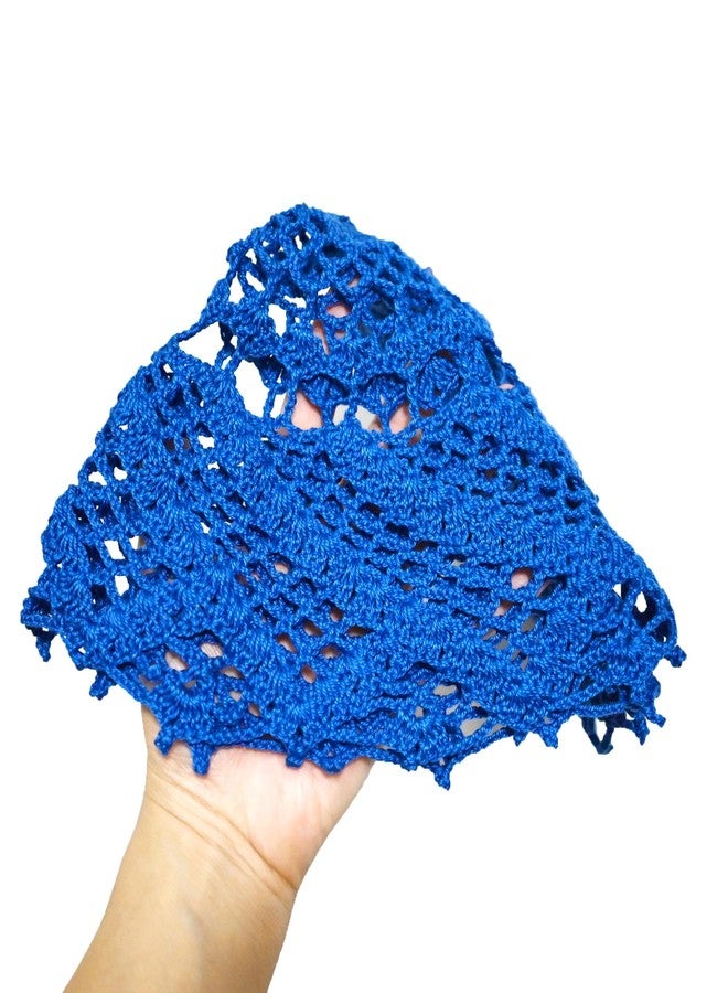 BIBITIME Anniversary Mother's Day 15 in to 17 in Round Whirlpool Crochet Doilies Table Runner Dining Mat Kitchen Lace Placemats (Blue,Pack of 1PC) - Image 4