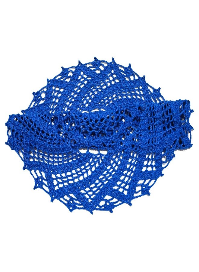 BIBITIME Anniversary Mother's Day 15 in to 17 in Round Whirlpool Crochet Doilies Table Runner Dining Mat Kitchen Lace Placemats (Blue,Pack of 1PC) - Image 2