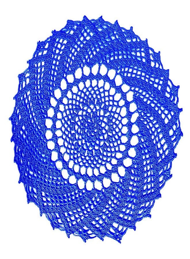 BIBITIME Anniversary Mother's Day 15 in to 17 in Round Whirlpool Crochet Doilies Table Runner Dining Mat Kitchen Lace Placemats (Blue,Pack of 1PC) - Image 1