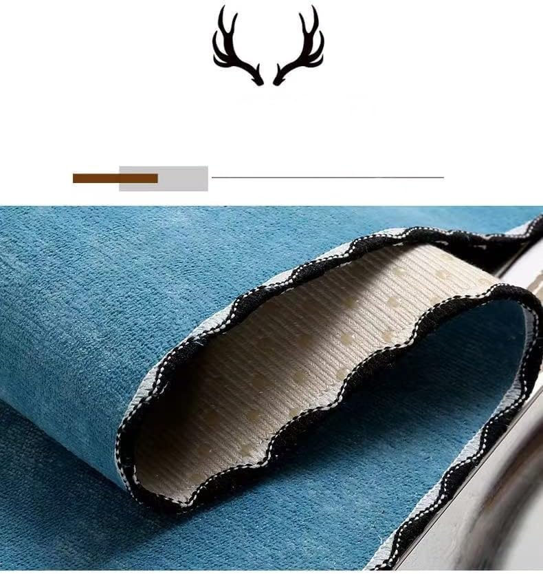 Xpandio Decorative Microwave Oven Cover Non Slip Cotton Linen Fabric Cloth Machine Protector with Deer Design Scalloped Edge, 100 x 35 cm (BLUE) - Image 3