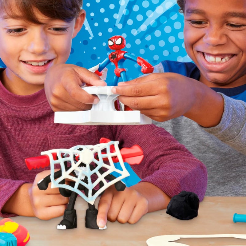 Play-Doh مجموعة حرب إطلاق وشريحة سبايدر مان من مارفل مع 2 شخصية حركة مرنة و 7 ملحقات، ألعاب التخيل للأولاد والبنات من 4 سنوات وما فوق - Image 3