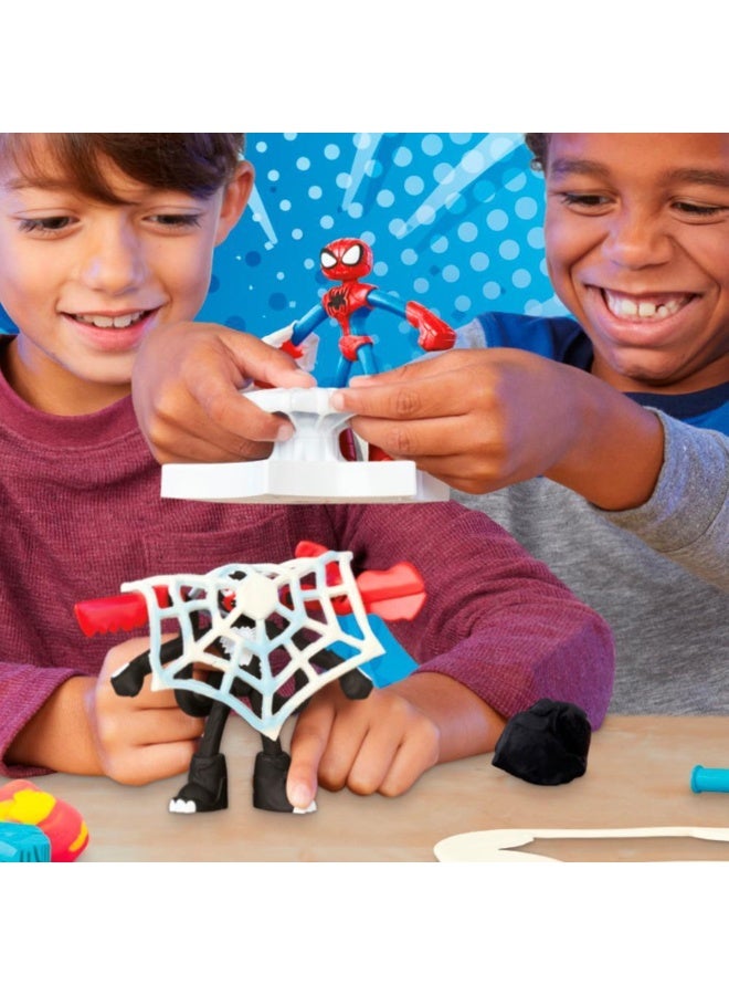 Play-Doh مجموعة حرب إطلاق وشريحة سبايدر مان من مارفل مع 2 شخصية حركة مرنة و 7 ملحقات، ألعاب التخيل للأولاد والبنات من 4 سنوات وما فوق - Image 2