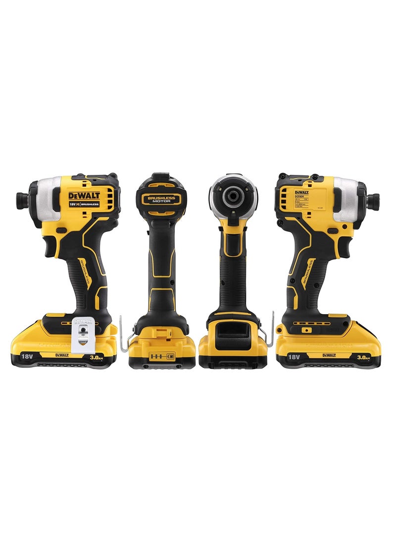 DEWALT DEWALT DCF809L2TQW 18V Liion SubCompact Series Cordless 14 Impact Driver with Brushless Motor2x3Ah Batteries Included  - Image 5