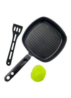 Eslite eslite Aluminium Non-Stick Grill Fry Pan, Scratch Resistant Cookware for Cooking Frying with PFOA Free Coating, Bakelite Cool Touch Handle, Stainless Steel Rivets, 1 Year Warranty (Black)  - Image 3