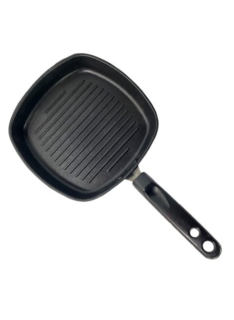 eslite Aluminium Non-Stick Grill Fry Pan, Scratch Resistant Cookware for Cooking Frying with PFOA Free Coating, Bakelite Cool Touch Handle, Stainless Steel Rivets, 1 Year Warranty (Black)