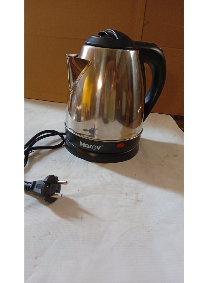 Electric kettle - Silver color, 1.5 liter capacity, 1500 watts, stainless steel - Image 1