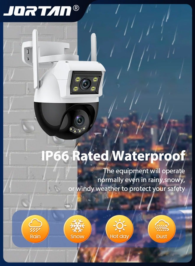جورتان كاميرا 2 في 1 عدسة مزدوجة 6MP كاميرا أمان ذكية واي فاي كاميرا مراقبة خارجية مقاومة للماء IP66 مع كشف الحركة للبشر والمركبات وتتبع الحركة ورؤية ليلية بالألوان وصوت ثنائي الاتجاه وتحكم PTZ بزاوية 360 درجة - Image 5