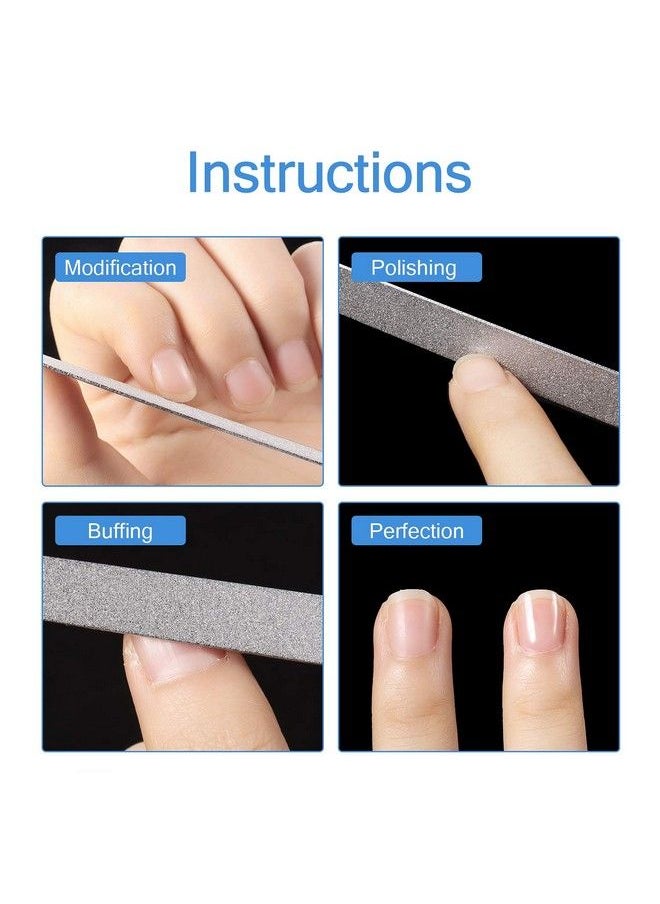 Mudder - 6 Pieces Diamond Nail File Stainless Steel Double Side Nail File Metal File Buffer Fingernails Toenails Manicure Files For Salon And Home (Sliver 5 Inch) - Image 1