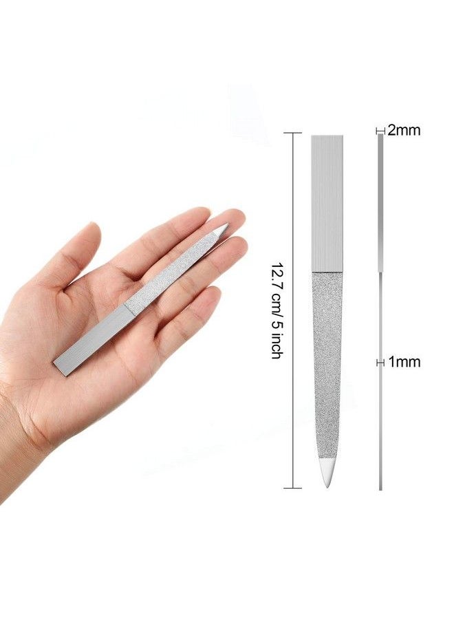 Mudder - 6 Pieces Diamond Nail File Stainless Steel Double Side Nail File Metal File Buffer Fingernails Toenails Manicure Files For Salon And Home (Sliver 5 Inch) - Image 1