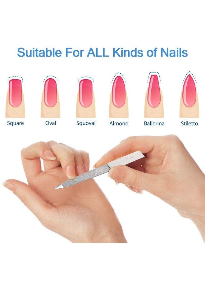 Mudder - 6 Pieces Diamond Nail File Stainless Steel Double Side Nail File Metal File Buffer Fingernails Toenails Manicure Files For Salon And Home (Sliver 5 Inch) - Image 1