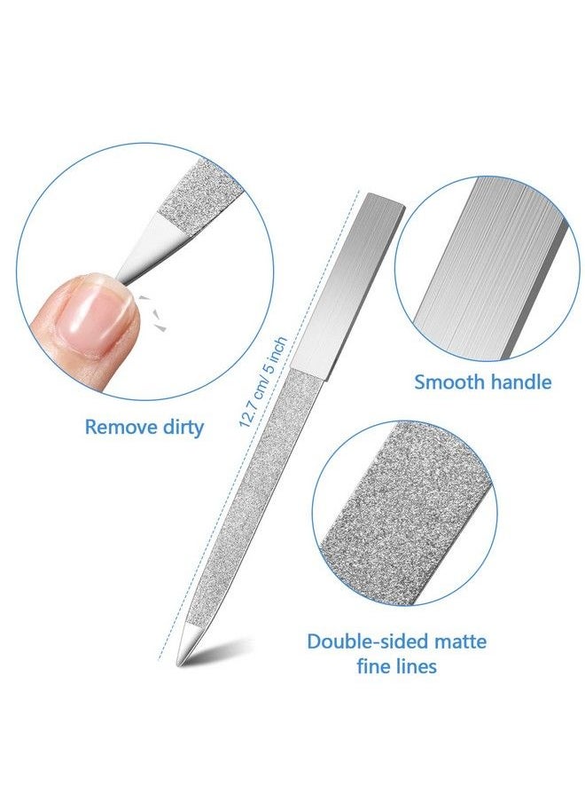 Mudder - 6 Pieces Diamond Nail File Stainless Steel Double Side Nail File Metal File Buffer Fingernails Toenails Manicure Files For Salon And Home (Sliver 5 Inch) - Image 1