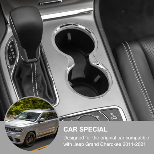 Jimen Compatible with Jeep Grand Cherokee 2011-2021, Front Cup Holder Cover Trim (Chrome) - Image 2