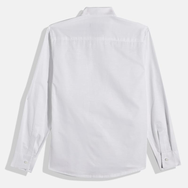 CHARCHIT Boys Cotton Regular Fit Plain Full Sleeves Casual Shirt - White - Image 2