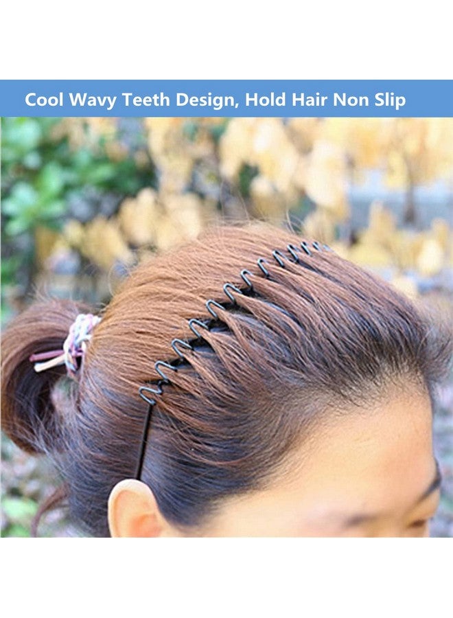 بودبوب_إكسينغز ربطات شعر للرجال من bodbop XINGZHE، قطعتان من عصابات الرأس المعدنية، ربطة شعر عصرية للنساء، ربطة شعر رياضية للجنسين، طوق شعر مع أسنان مموجة مرنة غير قابلة للانزلاق، لون أسود - Image 4